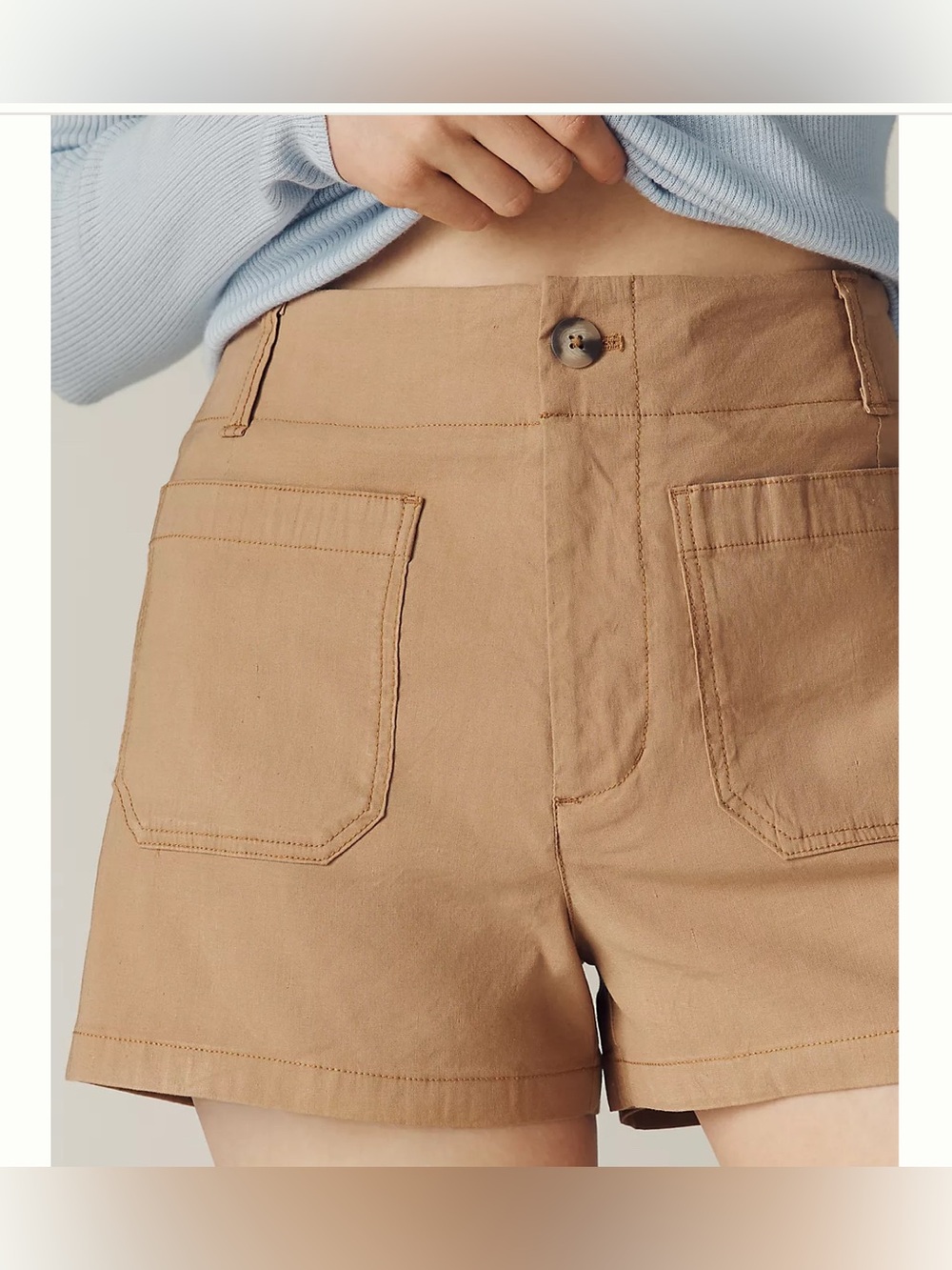 Maeve The Colette Linen Blend High Waist Women’s 27 Tan  Shorts